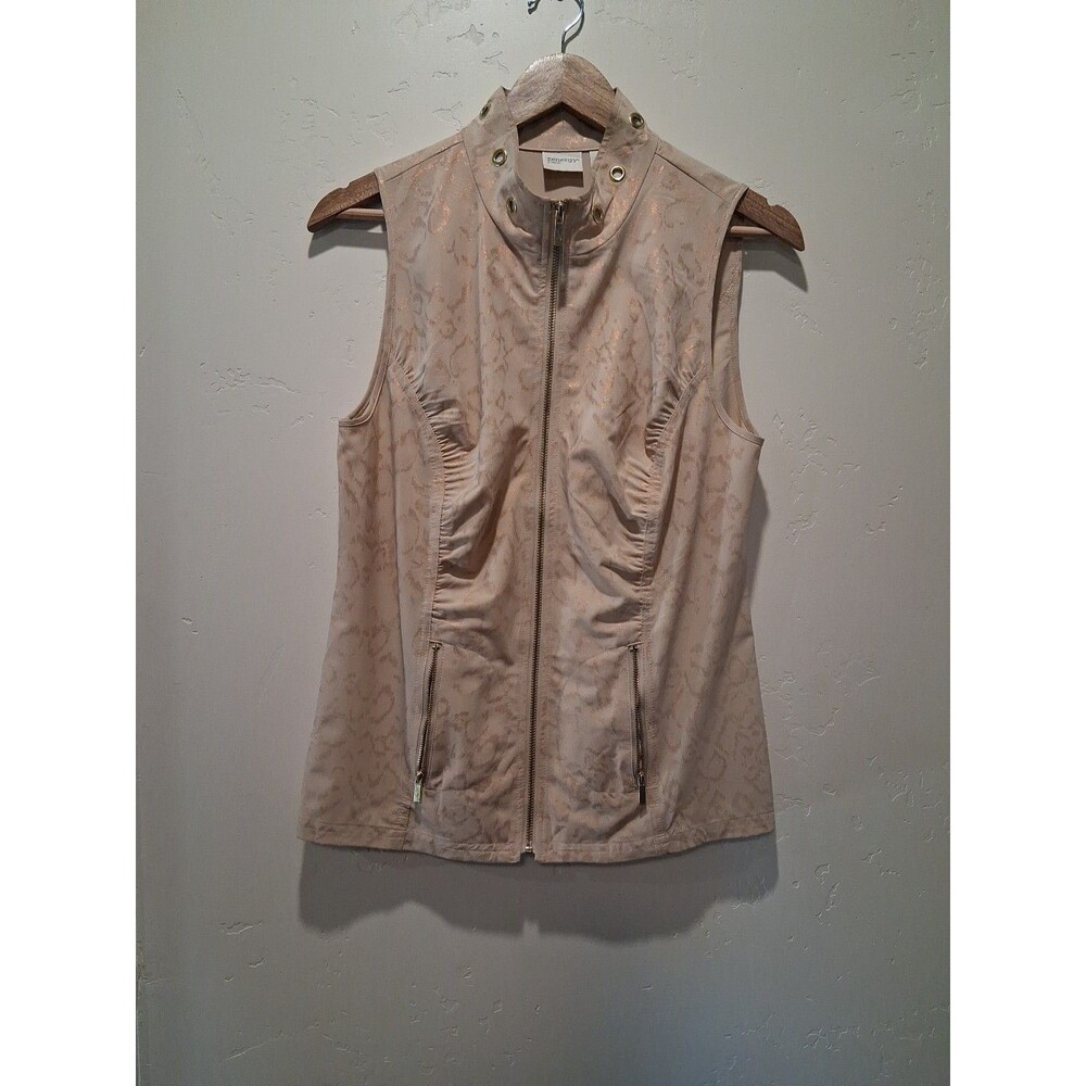 Zenergy by Chico's Tan Gold Lightweight Vest Zip Front Size 0 (US 4) Old Money